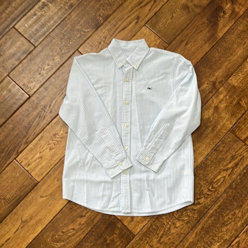 Vineyard Vines NWOT Youth Boys S (8-10) Navy/White stripe Oxford - Picture 1 of 5